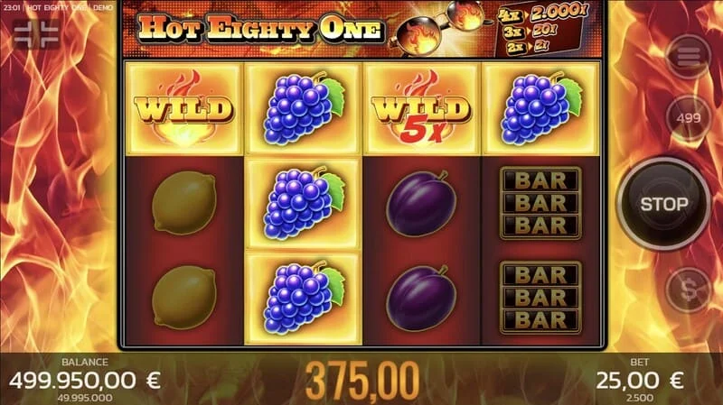 Hot Eighty One – основна сесия, барабани с ниво на залог и контролен панел
